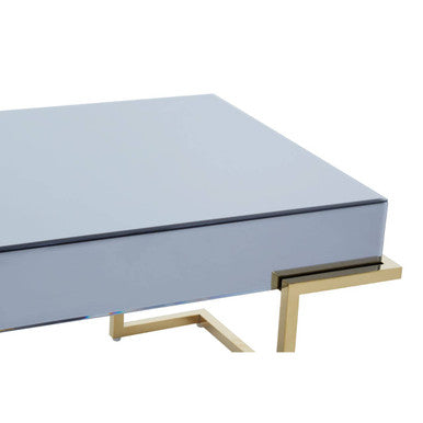 Mirrored Rectangular Coffee Table in Gold and Grey Finish | Kaso
