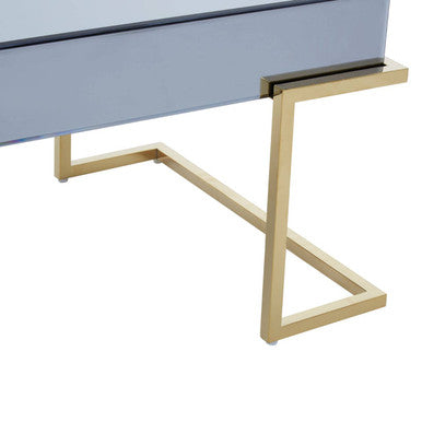 Mirrored Rectangular Coffee Table in Gold and Grey Finish | Kaso