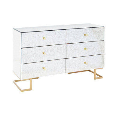 Kesena Antique Mirrored 6 Drawer Chest