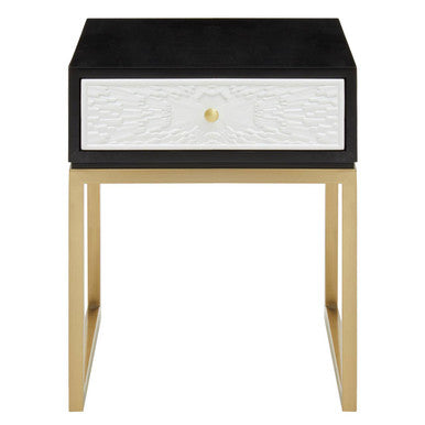 Dumas Black and White One Drawer Side Table