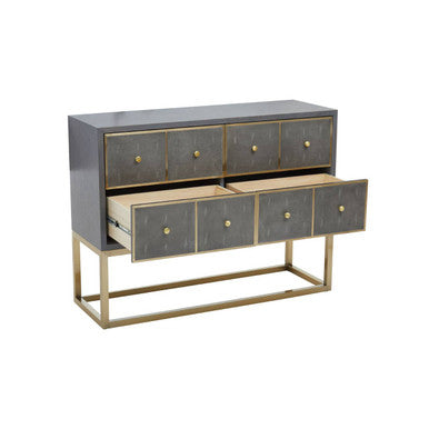 Deskey Grey Shagreen Effect Four Drawer Console Table