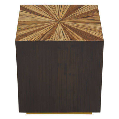 Brown and Gold Ebony Bamboo Sunburst Top Side Table with Clean-Lined | Gabelle