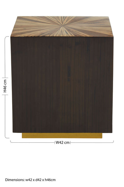 Brown and Gold Ebony Bamboo Sunburst Top Side Table with Clean-Lined | Gabelle