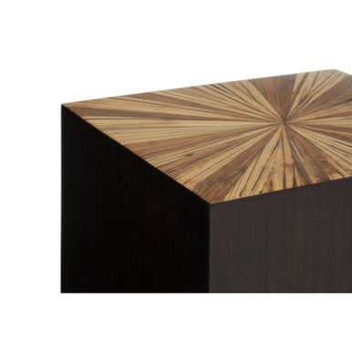 Brown and Gold Ebony Bamboo Sunburst Top Side Table with Clean-Lined | Gabelle