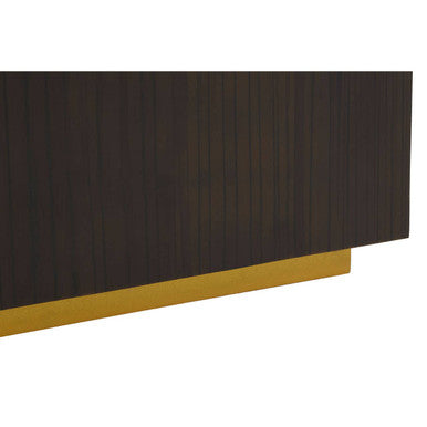 Brown and Gold Ebony Bamboo Sunburst Top Side Table with Clean-Lined | Gabelle