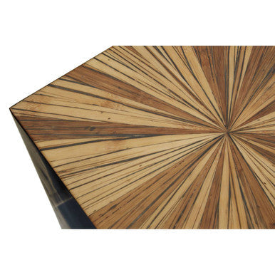 Brown and Gold Ebony Bamboo Sunburst Top Side Table with Clean-Lined | Gabelle