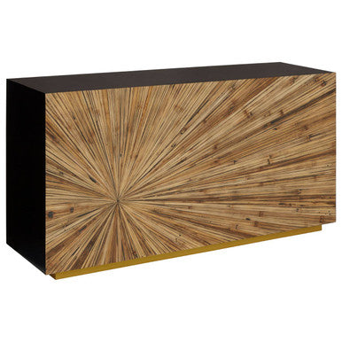 Brown and Gold Ebony Bamboo Sunburst Top Console Table with Clean-Lined | Gabelle