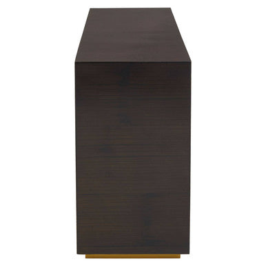 Brown and Gold Ebony Bamboo Sunburst Top Console Table with Clean-Lined | Gabelle
