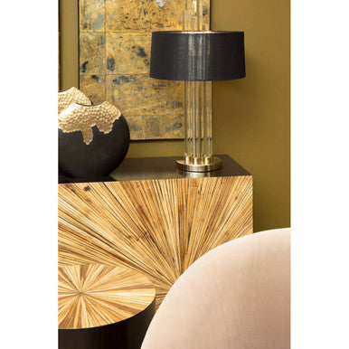 Brown and Gold Ebony Bamboo Sunburst Top Console Table with Clean-Lined | Gabelle