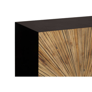Brown and Gold Ebony Bamboo Sunburst Top Console Table with Clean-Lined | Gabelle