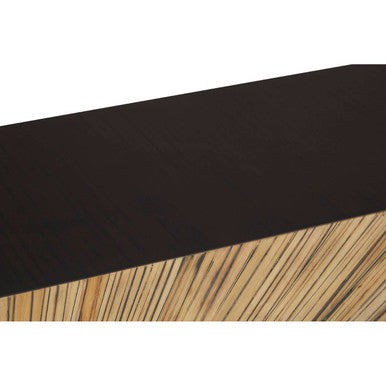 Brown and Gold Ebony Bamboo Sunburst Top Console Table with Clean-Lined | Gabelle