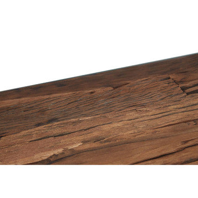 Natural Wood and Clear Glass Top Console Table with Silver U-Shaped Metal Legs | Kerala