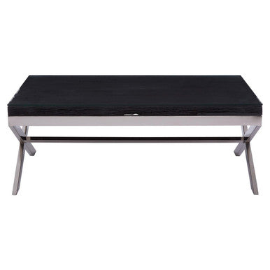 Kerala Black Recycled Wood and Glass Coffee Table