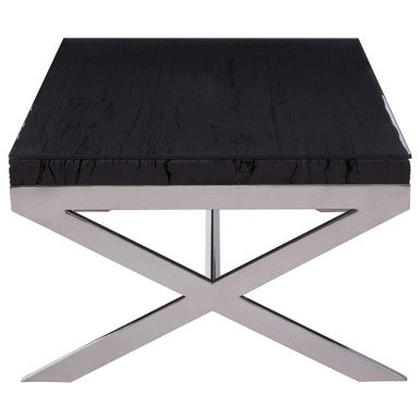 Kerala Black Recycled Wood and Glass Coffee Table