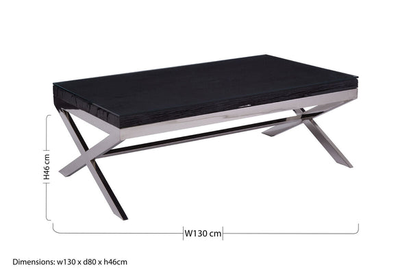 Kerala Black Recycled Wood and Glass Coffee Table