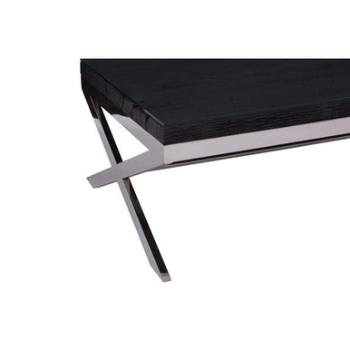 Kerala Black Recycled Wood and Glass Coffee Table