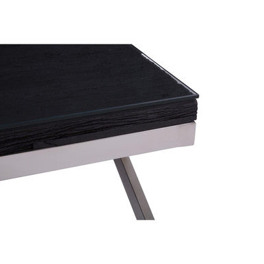 Kerala Black Recycled Wood and Glass Coffee Table