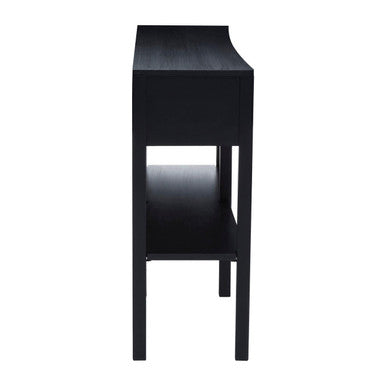 Black Console Table with Sturdy Frame and 2 Rattan-Front Drawers | Corso