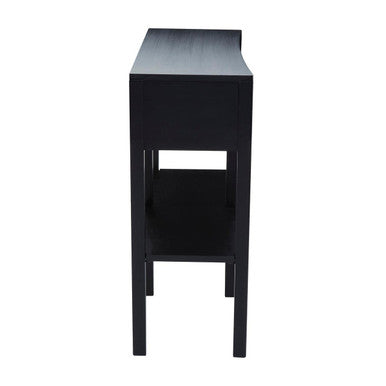 Black Console Table with Sturdy Frame and 2 Rattan-Front Drawers | Corso