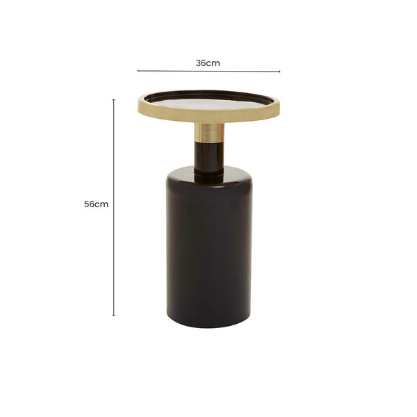 Elva Black and Gold Finish Art Deco Side Table