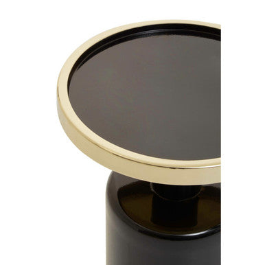 Elva Black and Gold Finish Art Deco Side Table