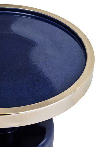 Elva Navy and Gold Finish Art Deco Side Table
