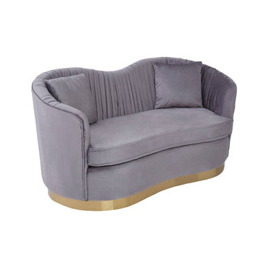 Franza Grey 2 Seat Pleated Velvet Sofa