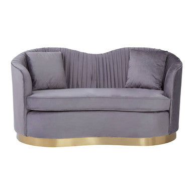 Franza Grey 2 Seat Pleated Velvet Sofa