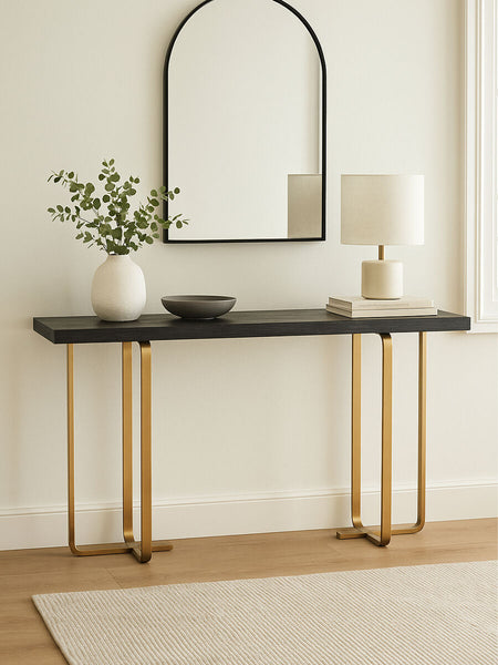 Lena Black Oak Veneer Console Table