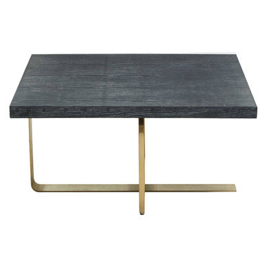 Black and Grey Square Coffee Table with Brushed Gold Base | Lena