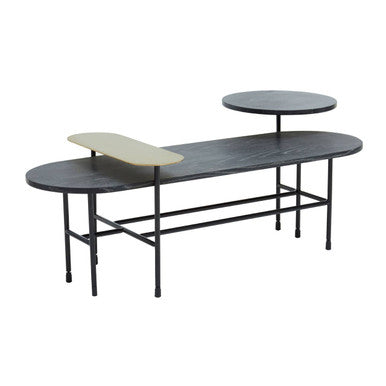 Serrano Black Oak Veneer and Marble Multi Tier Coffee Table