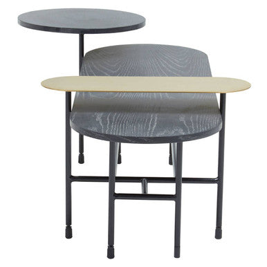 Serrano Black Oak Veneer and Marble Multi Tier Coffee Table