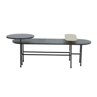 Serrano Black Oak Veneer and Marble Multi Tier Coffee Table
