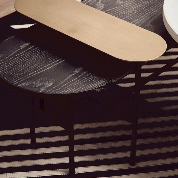 Serrano Black Oak Veneer and Marble Multi Tier Coffee Table