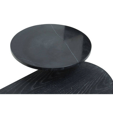 Serrano Black Oak Veneer and Marble Multi Tier Coffee Table