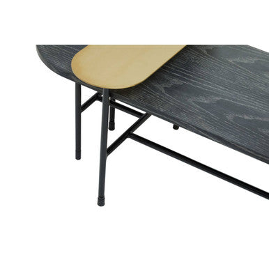 Serrano Black Oak Veneer and Marble Multi Tier Coffee Table
