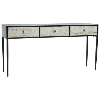 Luxor Grey Recycled Pine Wood 3 Drawer Console Table