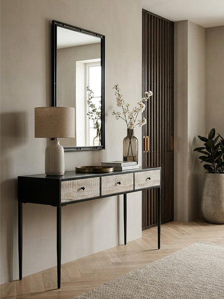 Luxor Grey Recycled Pine Wood 3 Drawer Console Table