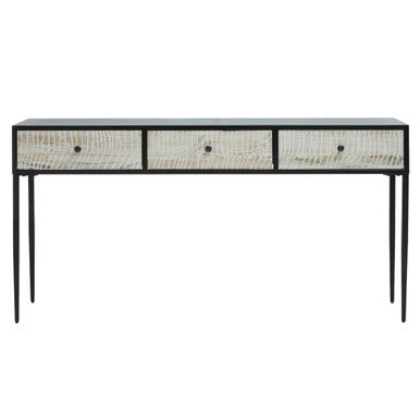 Luxor Grey Recycled Pine Wood 3 Drawer Console Table