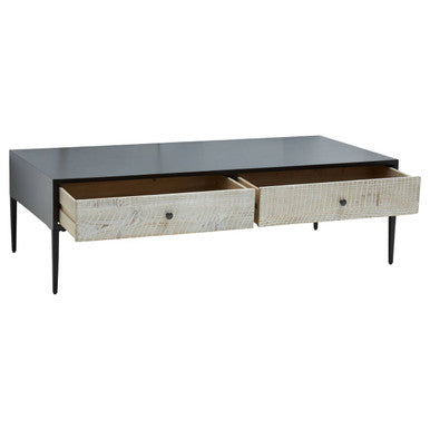 Luxor Grey Recycled Pine Wood Coffee Table with Drawers