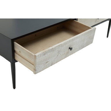 Luxor Grey Recycled Pine Wood Coffee Table with Drawers