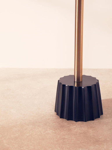 Corra Gold Finish Side Table with Black Fluted Base