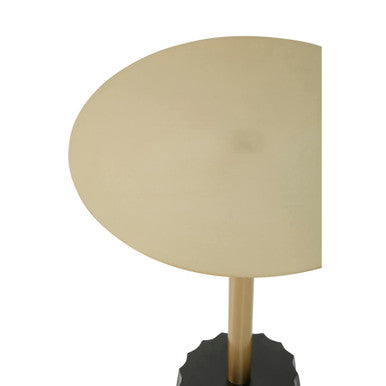 Corra Gold Finish Side Table with Black Fluted Base