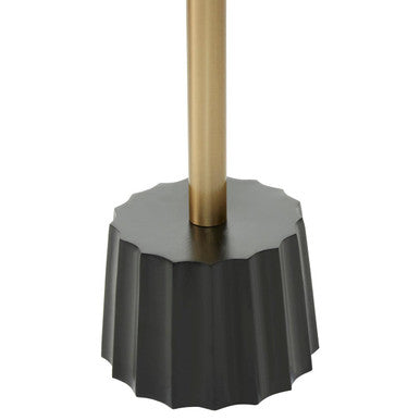 Corra Gold Finish Side Table with Black Fluted Base