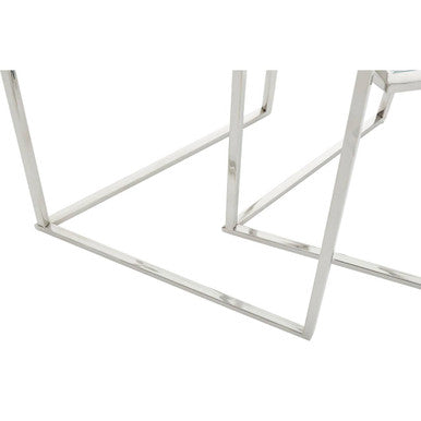 Herber Silver Finish Set of 2 Hexagonal Nesting Tables