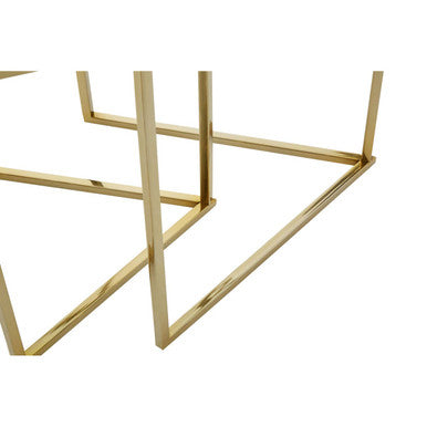 Herber Gold Finish Set of 2 Hexagonal Nesting Tables