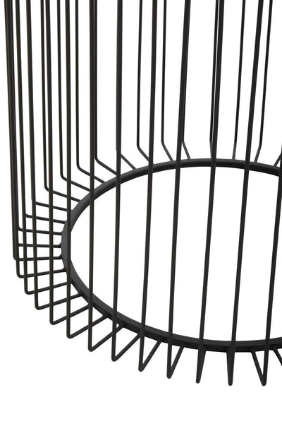 Trento Black Metal Round Side Table with Glass Top