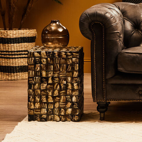 Branna Natural Shell Inlay Square Side Table