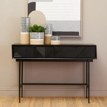 Jakara Black Finish Console Table with 2 Drawers