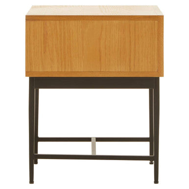 Natural Abstract Geometric Side Table with 1 Storage Drawer | Jakara